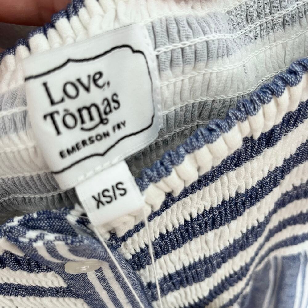 Emerson Fry Love Tomas Striped Cotton Maxi Dress XS S Blue Cottagecore Boho NWT - Picture 6 of 12